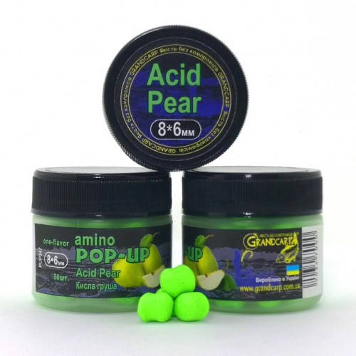 

Бойлы Grandcarp Amino POP-UP one-flavor Acid Pear (Кислая груша) 8*6 мм