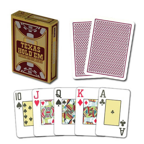 

Пластиковые игральные карты Copag "Texas Hold'em" Gold бордовые