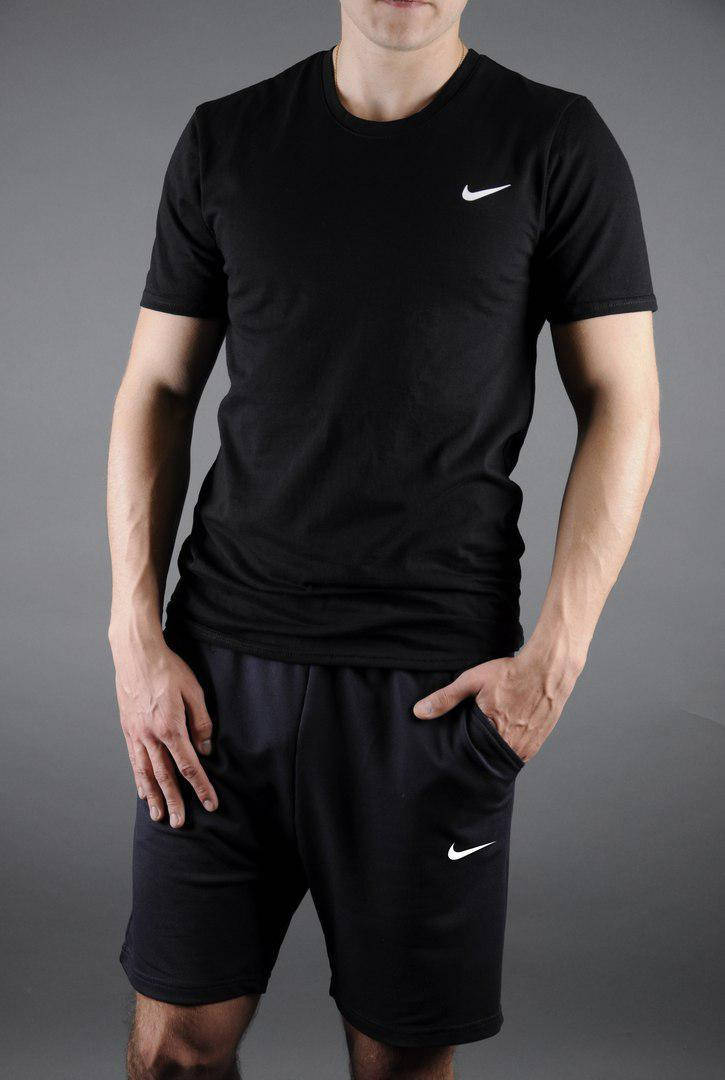 

Мужской комплект футболка + шорты Nike черного цвета, Черный
