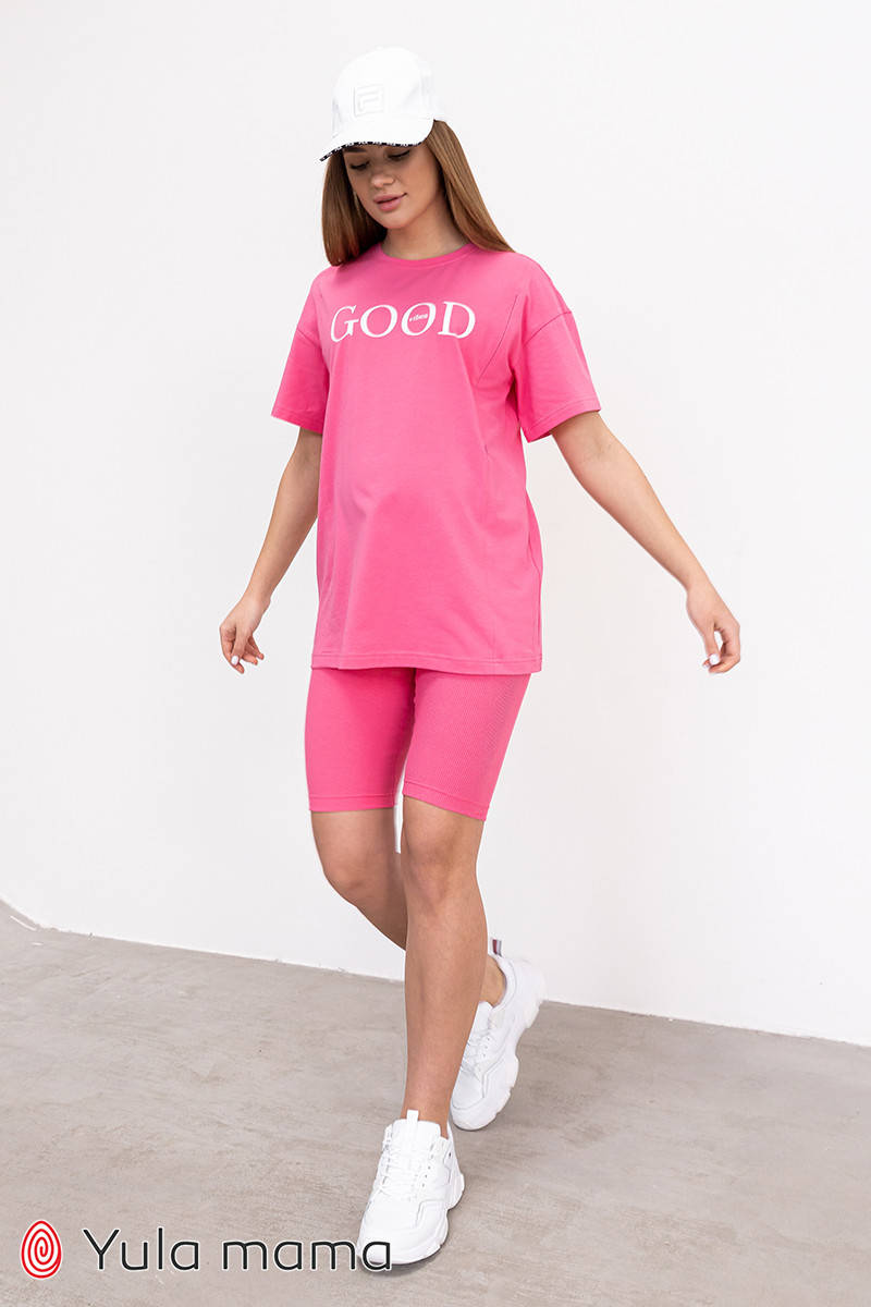 

Костюм с велосипедками для беременных и кормящих EVA розовый