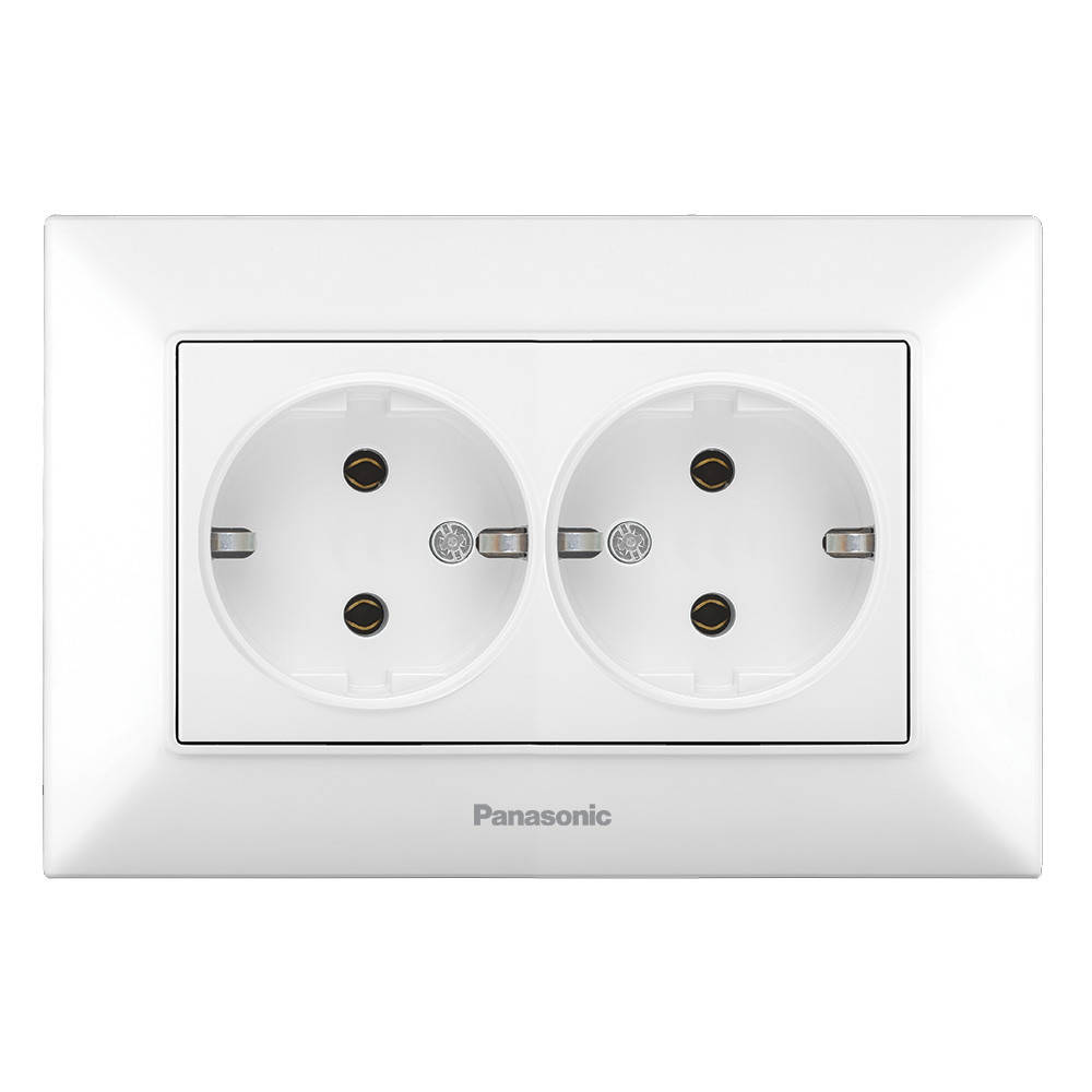 

Розетка двойная с заземлением Panasonic Arkedia Slim 0205-2WH белая
