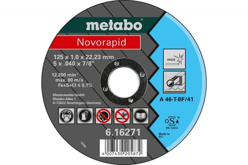

Отрезной круг для металла Metabo 125 х 1,0 х 22 мм Inox Novorapid