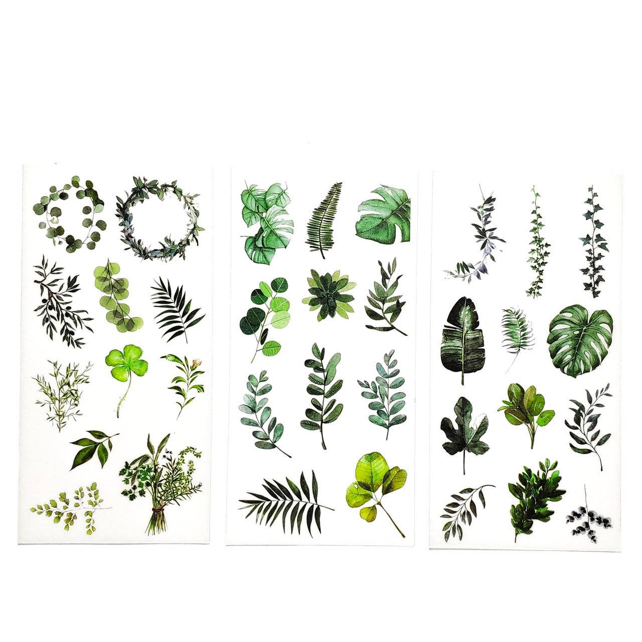 

Набор стикеров Зеленые листики, Зеленый