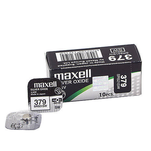 

Часовая серебряно-цинковая батарейка 379 Maxell SR-521SW 1/card 10/box