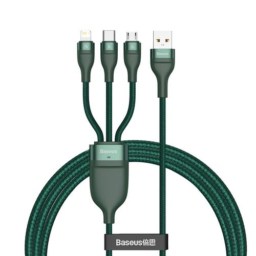 

Кабель Baseus Flash Series One-for-three Fast Charging Data Cable USB - M+L+C 5A 1.2m, Разные цвета
