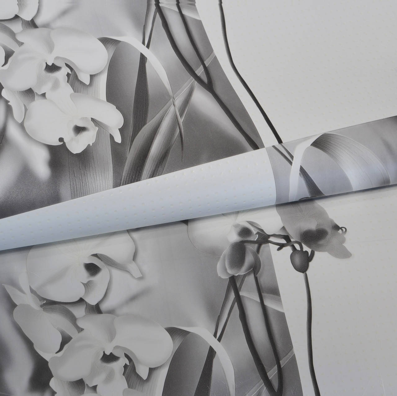 

Черно-белые обои супер-мойка для стен виниловыес орхидеями пара 852-01 0,53*10м, Серый