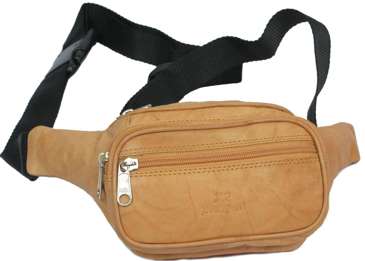 

Поясная сумка из кожи Paul Rossi 908-MTN light brown, Рыжий