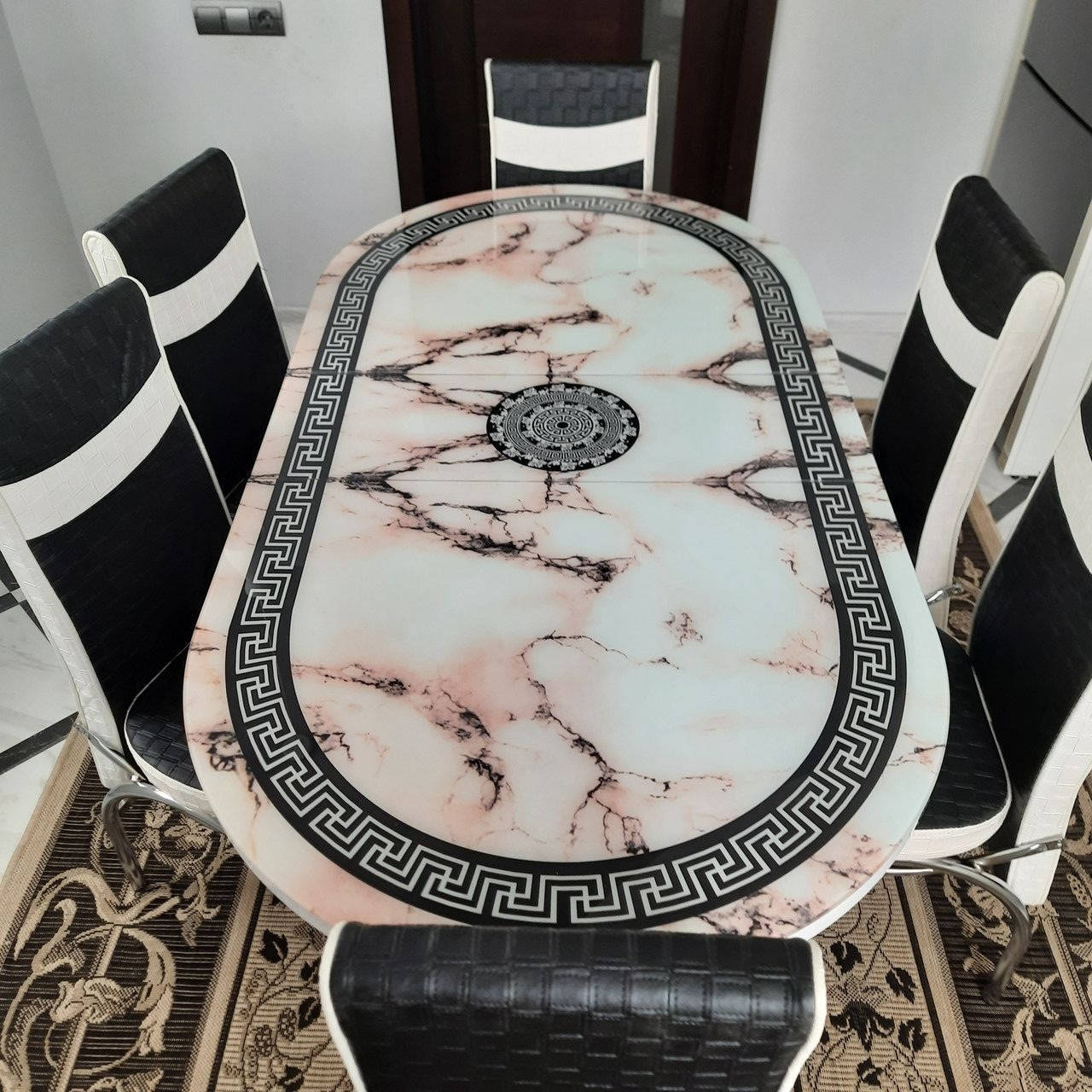 

Акция! Комплект ОВАЛ стеклянный стол для кухни и 6 стульев Турция (130*85см вставка 30см)