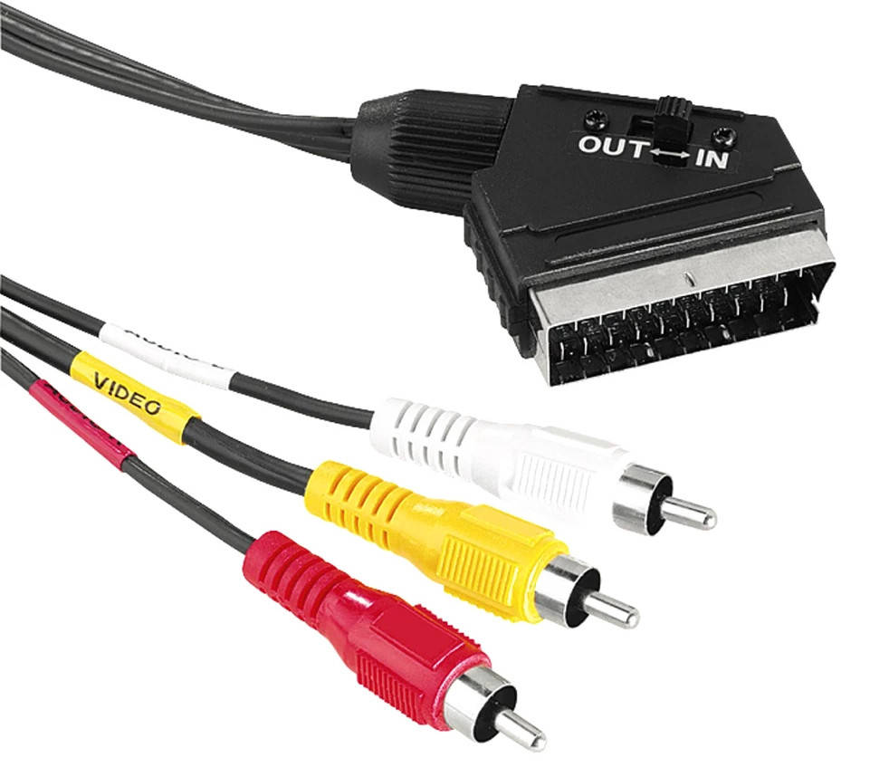 

Шнур SCART-3RCA c переключатилем 1.2м, Черный
