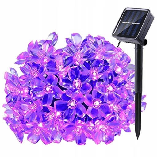 

Светодиодная Гирлянда Цветы на солнечной батареи 8 режимов свечения 7 метров 50 led Фиолетовый цвет