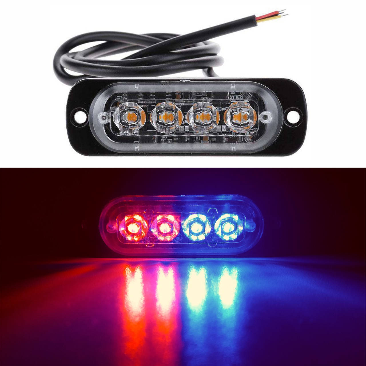 

Стробоскоп Mini 4 led, Красный - Синий, Мигалка Полицейская