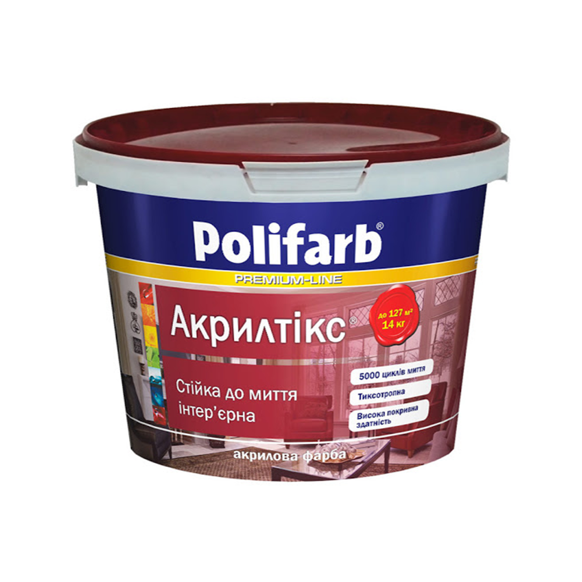 

Интерьерная краска Polifarb Акрилтикс матовая 1,4кг, Белый