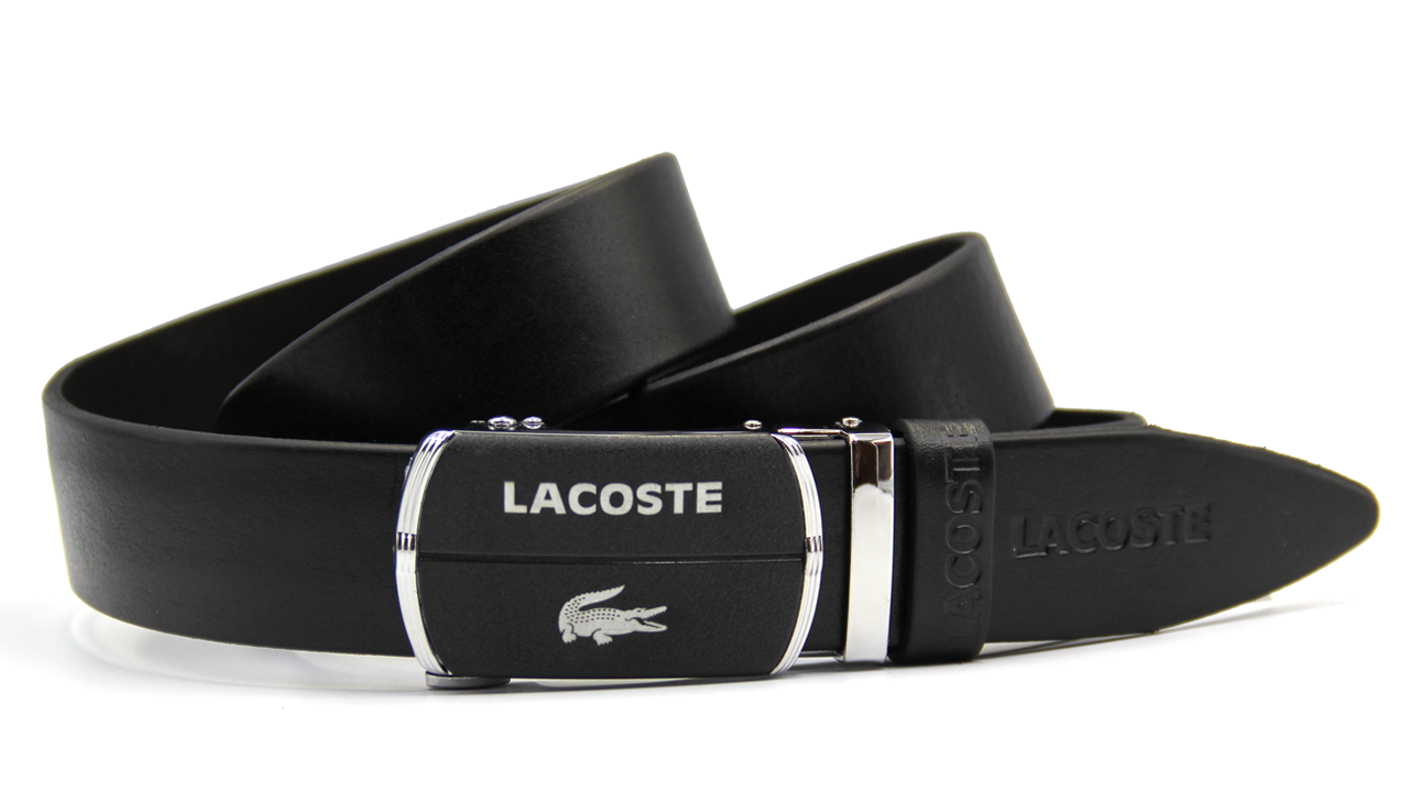 

Кожаный мужской ремень LACOSTE автоматическая пряжка Италия, Черный