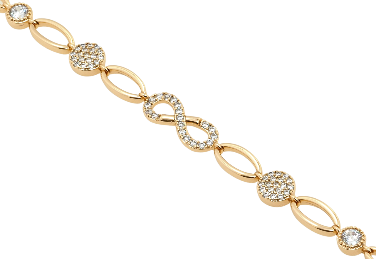 

Браслет Xuping Позолота 18K "Бесконечность" длина с доп.звеном 17.5,18.5см х 3-6мм