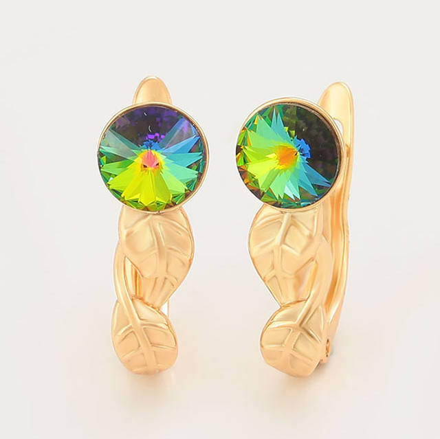 

Серьги с кристаллами Swarovski 36632 размер 17х6 мм цвет вулканический кристалл вес 2.6 г позолота 18К