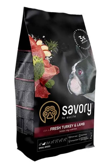 

Savory корм холистик для собак мелких пород 3кг (индейка и ягненок)