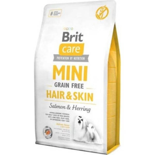 

Сухой корм для длинношерстных собак миниатюрных пород Brit Care GF (Grain Free) Mini Hair&Skin 2 кг