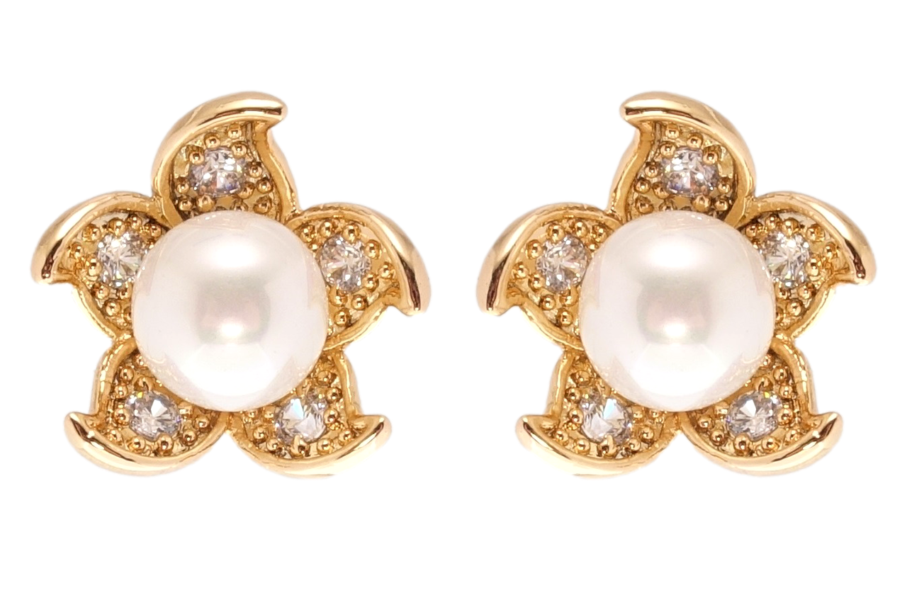 

Серьги Xuping Позолота 18K гвоздики (пусеты) "Цветочки с жемчугом"