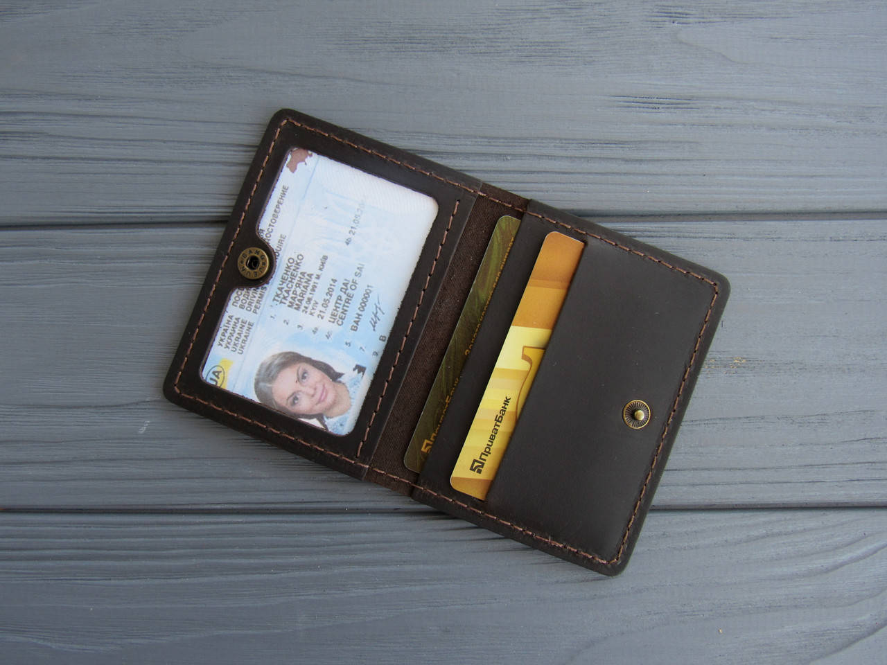 

Кожаная обложка на права_обложка на id паспорт_шоколад, Коричневый