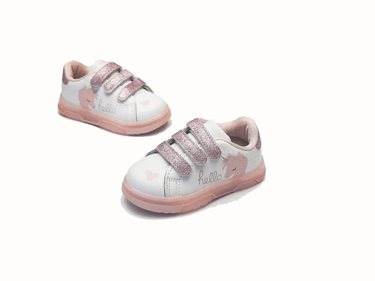 

Детские кеды кроссовки 21 22 23 24 25 26 для девочки белые розовые единорог светящиеся 26