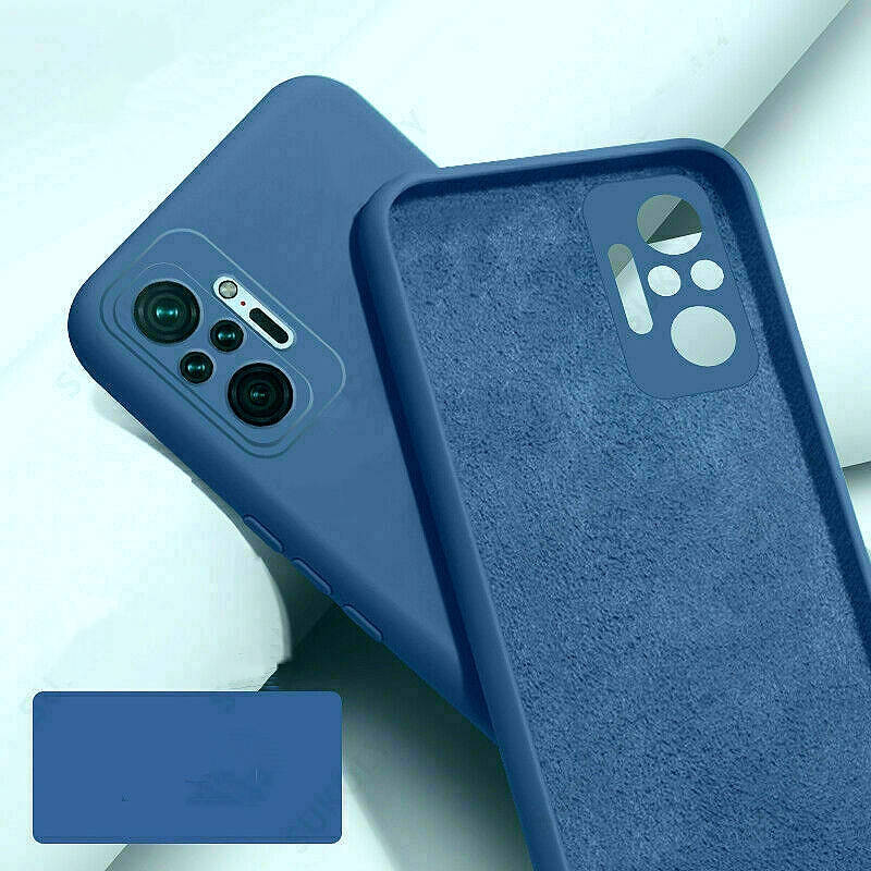

Силиконовый чехол с микрофиброй для Xiaomi Redmi Note 10 Pro синий тонкий матовый