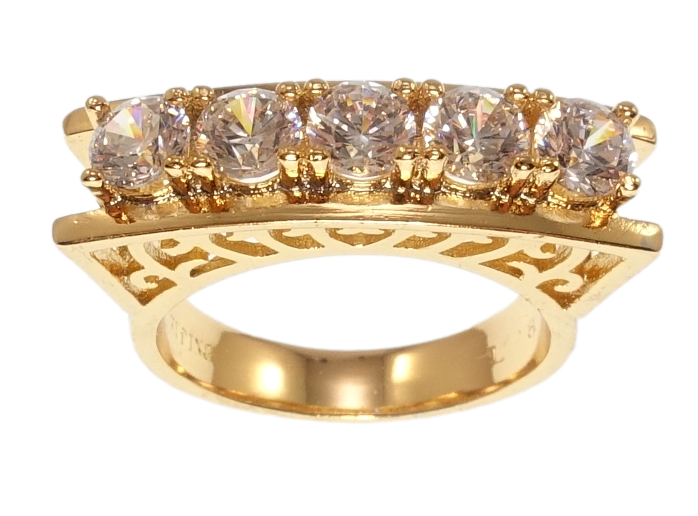 

Кольцо Xuping Позолота 18K "Дорожка фианитов в высокой оправе" р.17,17.5,18.5,19.5