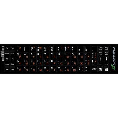 

Наклейка на клавиатуру Grand-X 68 keys Cyrillic orange, Latin white (GXDPOW), Белый