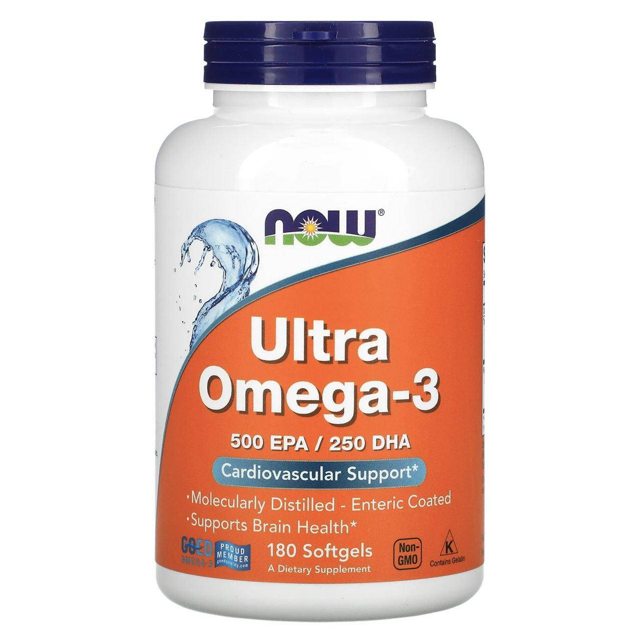 

Жирні кислоти NOW Foods Ultra Omega-3 (500 EPA/250 DHA) 180 Softgels