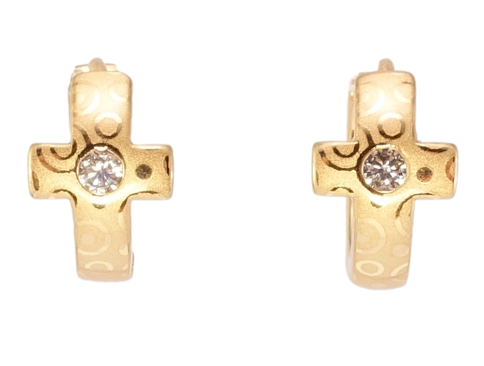 

Серьги Xuping Позолота 18K колечки "Крестики с цирконием и узором напылением"