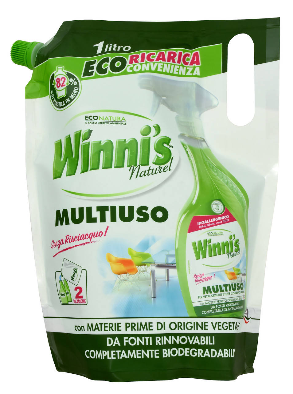 

Гипоалергенное моющее средство для мытья окон, зеркал, стекла Madel Winni’s Multiuso EcoForm 1000 ml