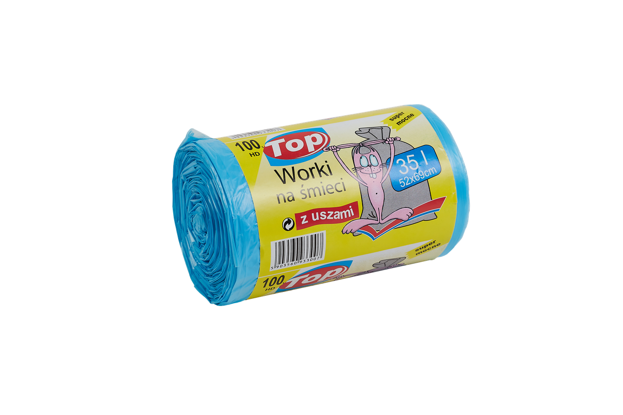 

Пакет для мусора TOP PACK MIX синий и ушами 52*69/35л 100 HD