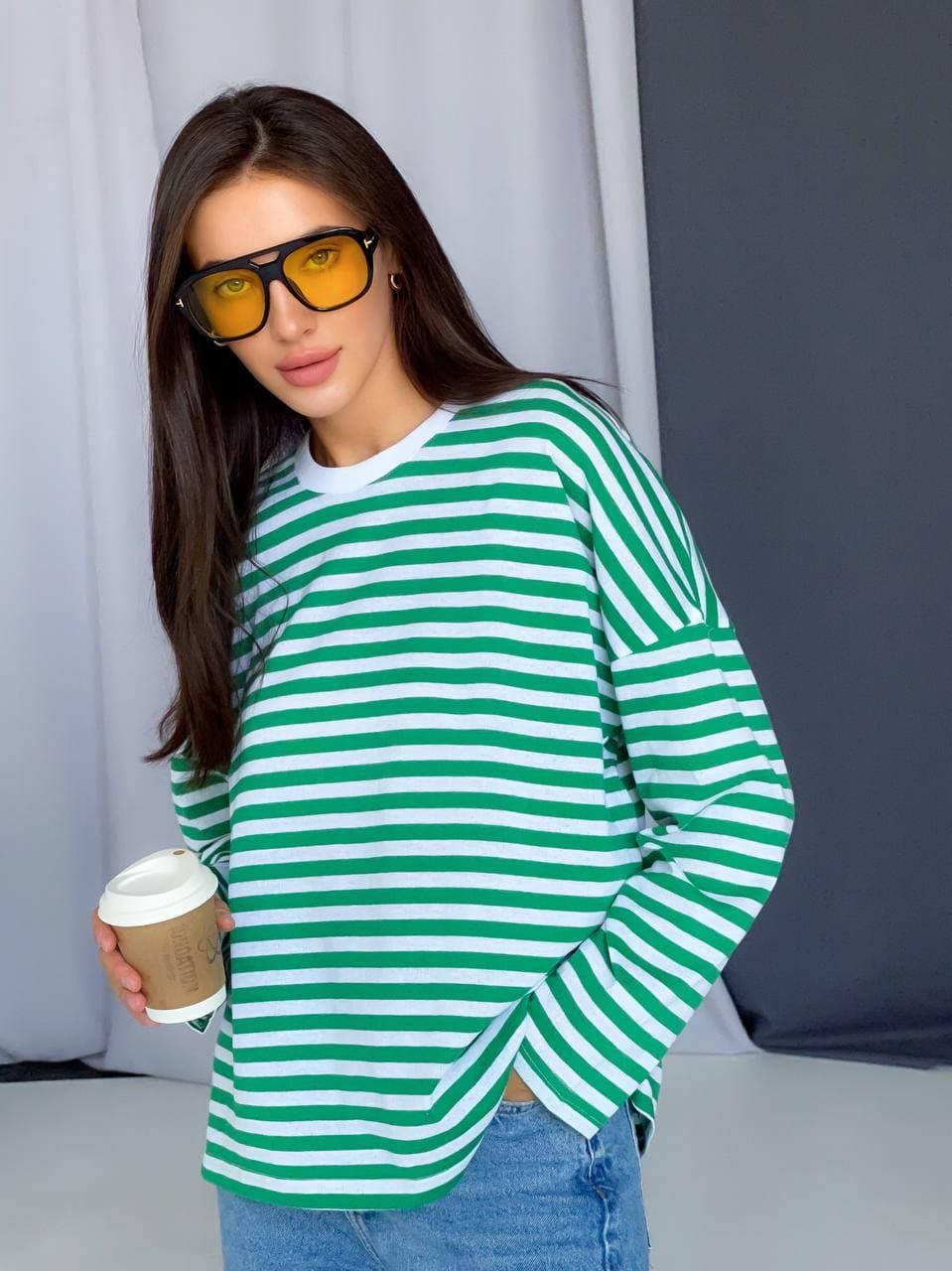 

Женский свитшот в полоску тельняшка хит сезона свободного кроя оверсайз 42-46, Разные цвета