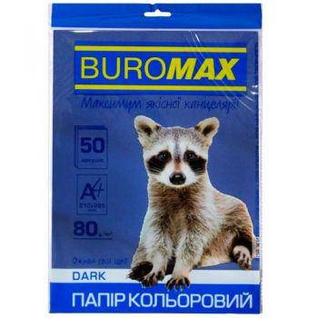

Бумага цветная А4 80г/м2 DARK темно-синяя 50 листов BUROMAX ВМ.2721450-02, Синий