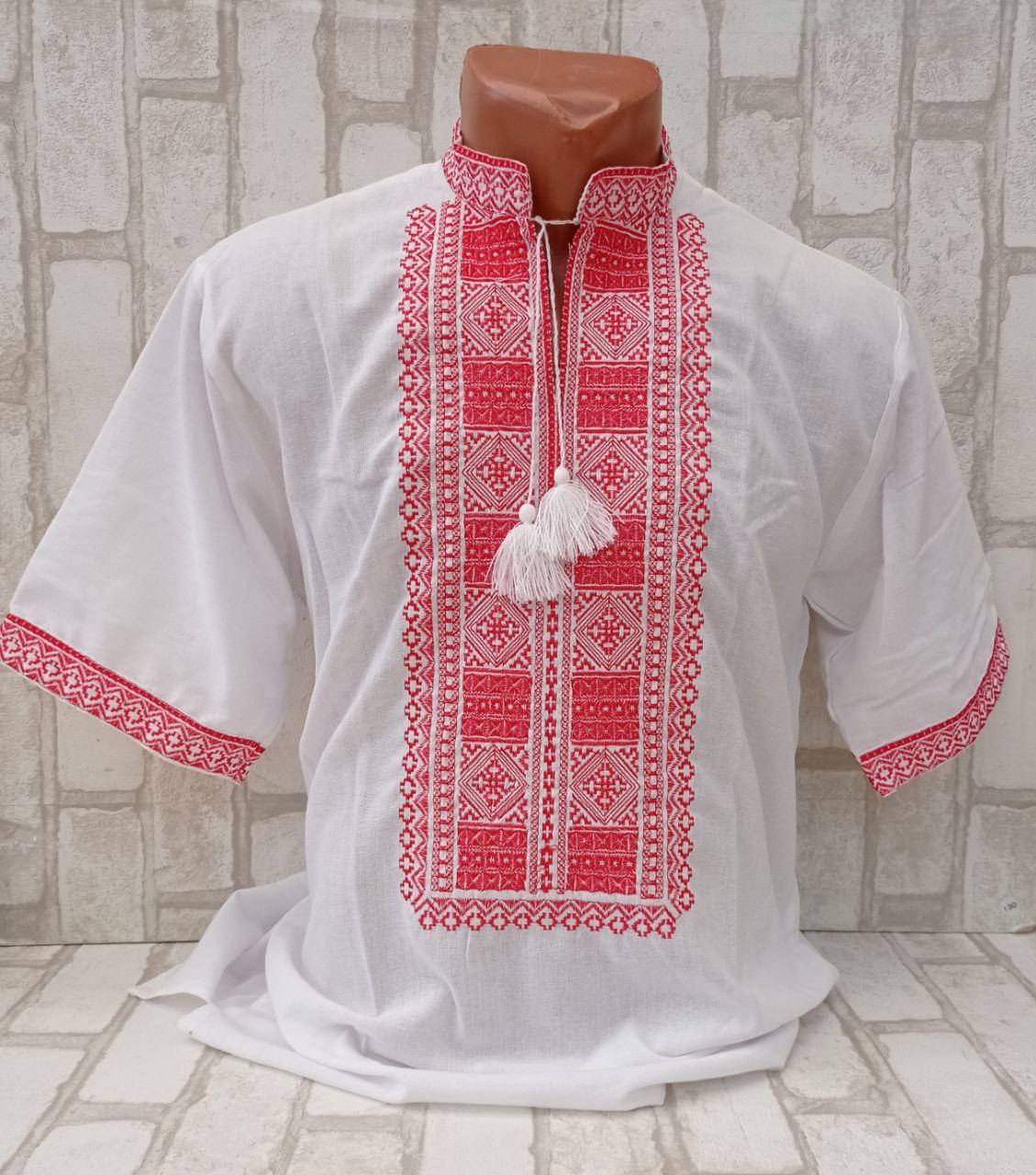 

Вышиванка для мужчин "Квадраты" домотканка, короткий рукав, 46 р-р