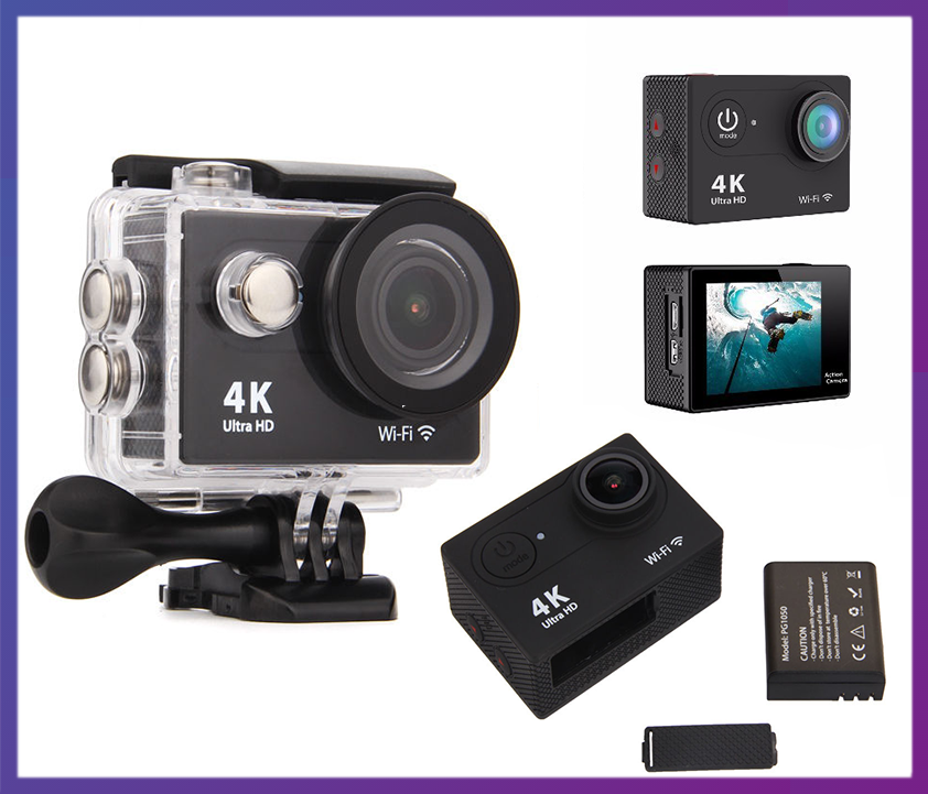 

Водонепроницаемая экшен камера Ultra HD 4K/25fps WiFi 1080P., Черный