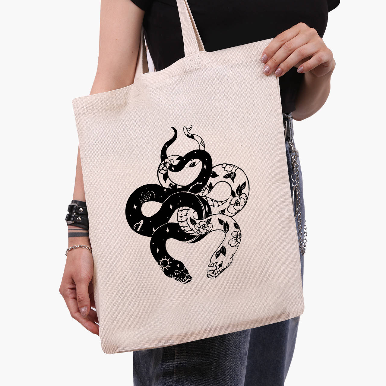 

Эко сумка Инь Янь Змеи (Yin Yang Snake) (9227-2850) бежева классическая, Белый