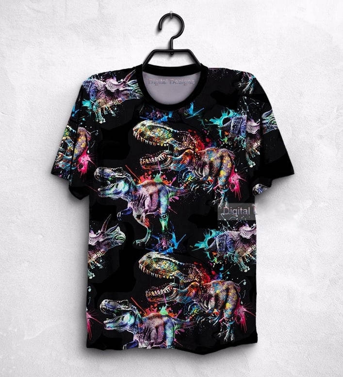 

Стрейч кулир принт "Цветной Тирекс" - 180см. (диджитал)