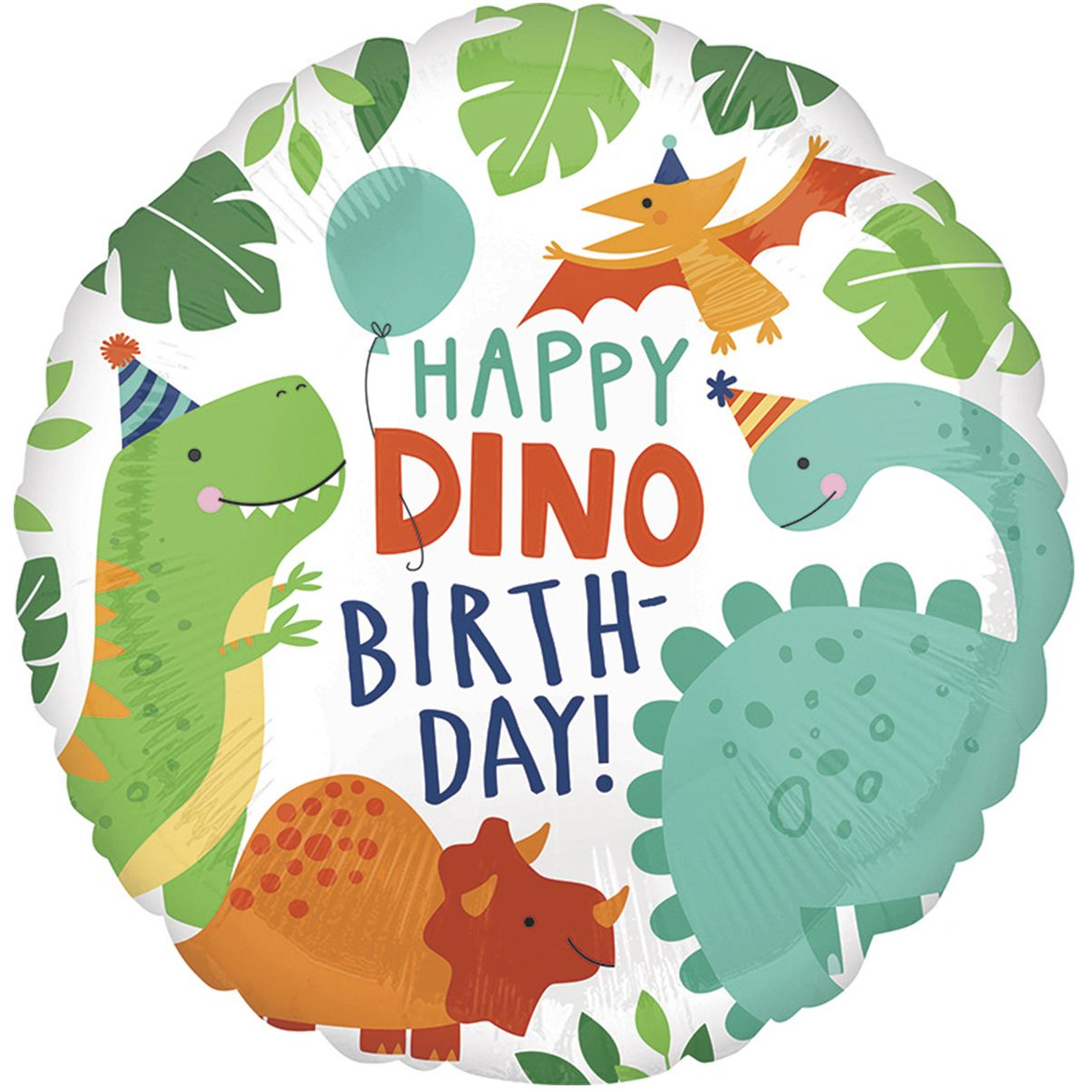 

Фольгированный шарик Anagram 18" Круг Happy birthday Динозавры, Разные цвета