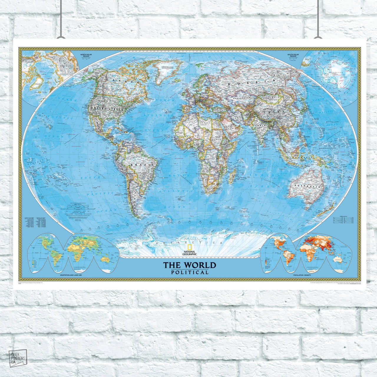 

Постер Политическая карта мира (англ.). Размер 60x86см (A1). Матовая бумага