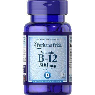 

Витамин В-12, Vitamin B-12, Puritan's Pride, 500 мкг, 100 таблеток (PTP-11370)