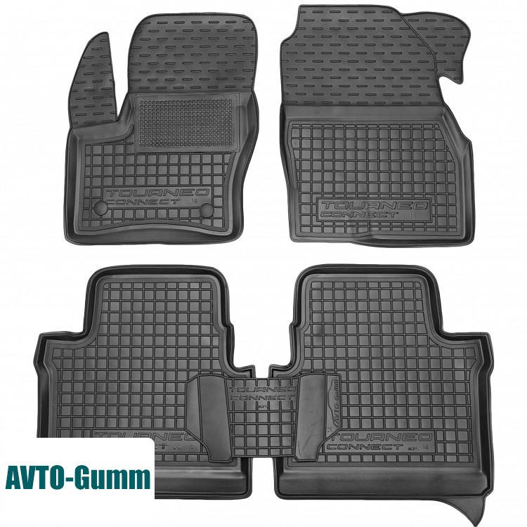 

Коврики в салон для Ford Tourneo Connect '13- резиновые, черные (AVTO-Gumm) короткая база, Черный