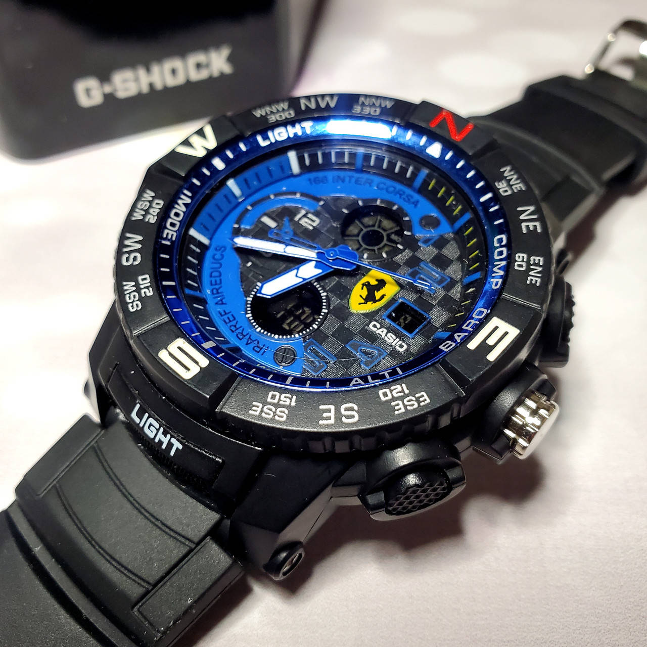 

Спортивные часы Casio G-Shock противоударные водонепроницаемые Ferrari Inter Corsa черно синие
