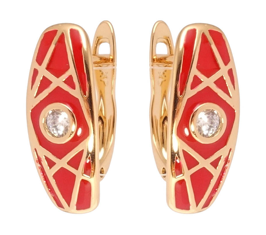 

Серьги Xuping Позолота 18K английский замок "Элегантность с прокраской красной эмалью и фианитом"