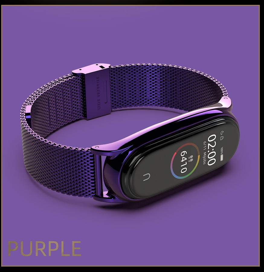 

Железный Нержавеющий браслет Mijobs для Xiaomi Mi Band 3/4/5/6 . Сиреневый.