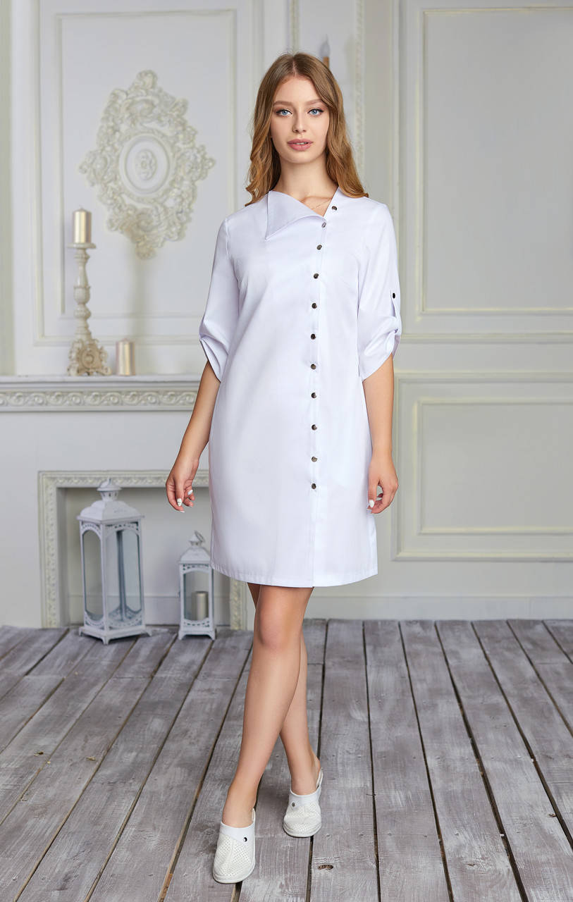 

Женский медицинский халат Влада - Халат для косметолога, Белый