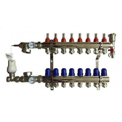 

Коллектор "Koer" для тёплого пола латунный в сборе на 8 контуров