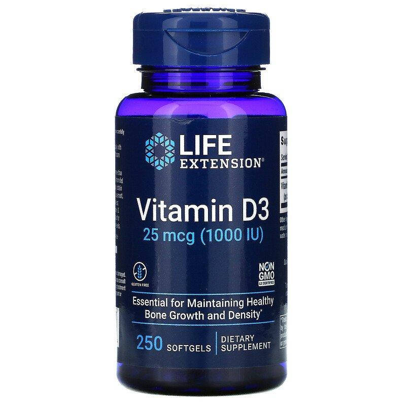 

Витамин Д-3, Vitamin D3, Life Extension, 1000 МЕ, 250 капсул (LEX-17512)