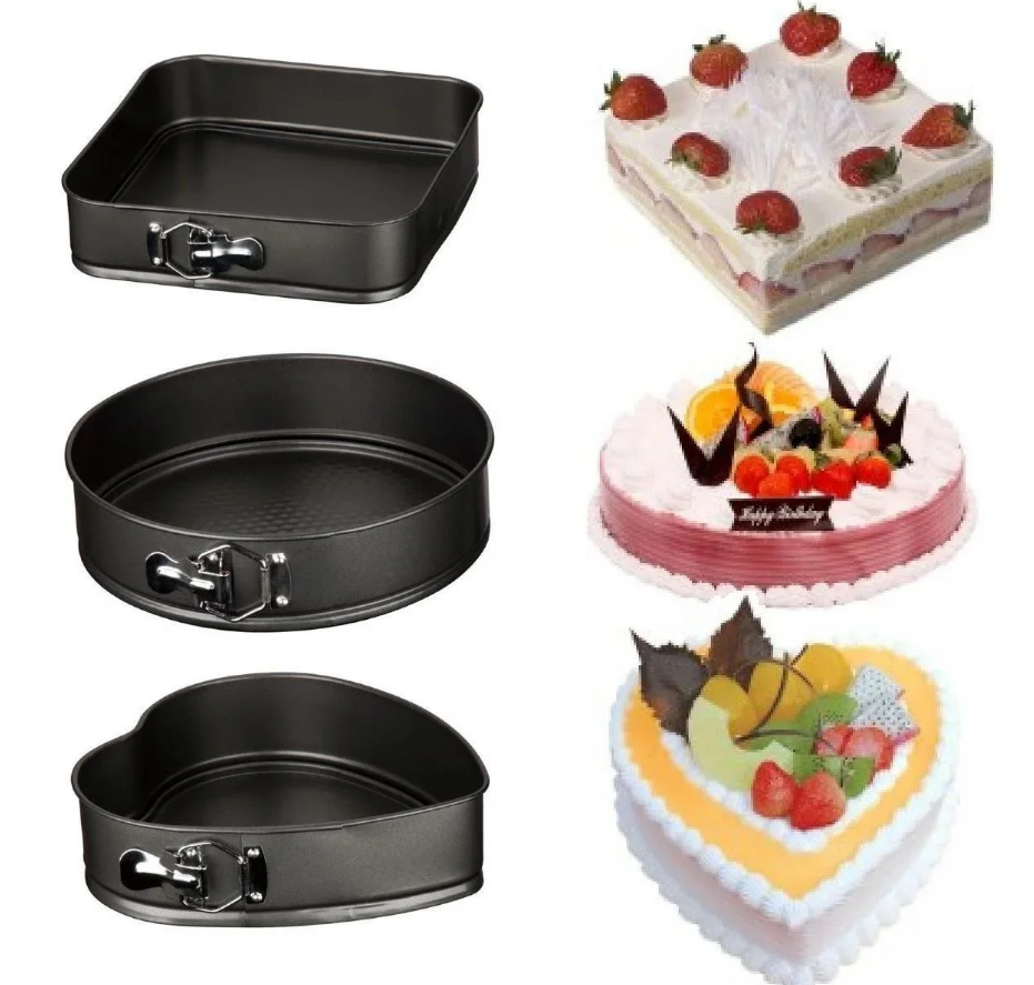 

Набор разъемных форм Микс для выпечки тортов, кексов, бисквита (сердце, круг, квадрат)