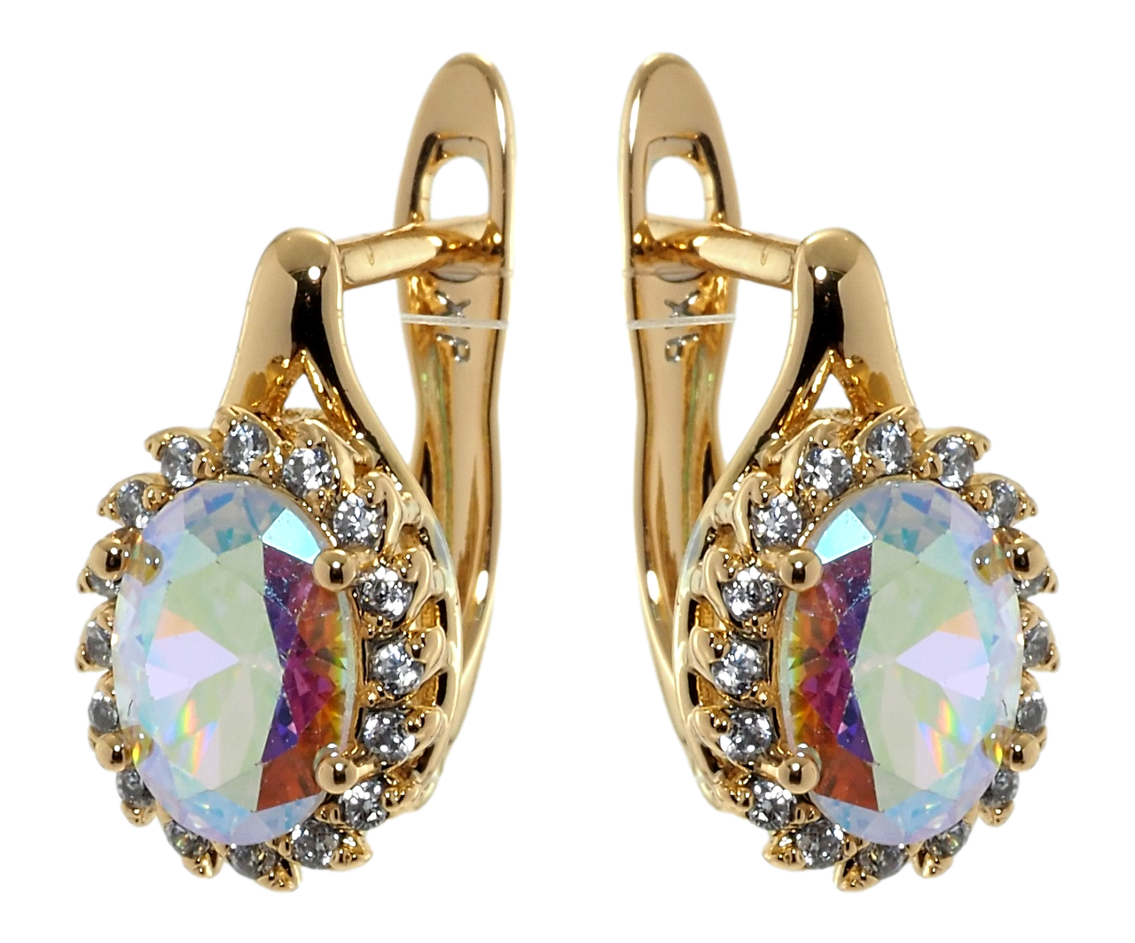 

Серьги Xuping Позолота 18K английский замок "Фианит хамелеон в обрамлении циркония"
