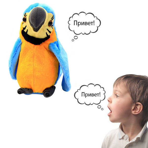 

Интерактивная игрушка Говорящий Попугай - повторюха Голубой